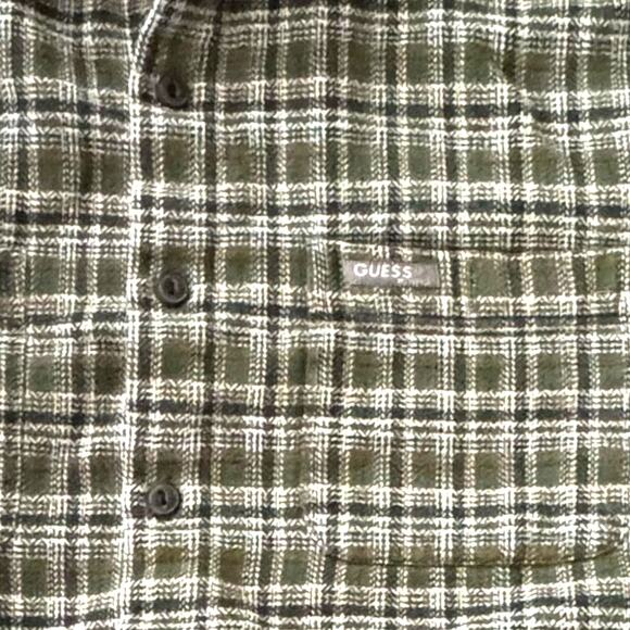 Vintage Boxy Flannel GUESS JEANS Mens Medium Thick Button Down 100% Cotton - Picture 5 of 10